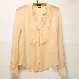 Theory Silk Cream Blouse Button Down